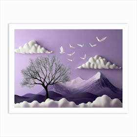 3d Purple Landscape Art Print