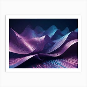 Abstract Image Of A Series Of Wavy Lines With A Metallic, Iridescent Sheen Art Print