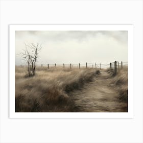 Vintage Farm Fence Painting Art Print