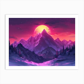 Purple Mountain Landscape Art Print