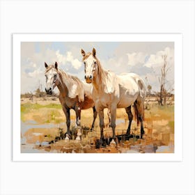 Horses Painting In Mendoza, Argentina, Landscape 1 Art Print