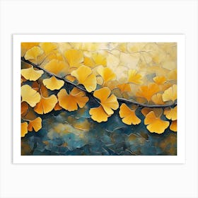 Golden Ginkgo Biloba Abstract 2 Art Print