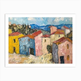 Village Gem Painting Inspired By Paul Cezanne Art Print