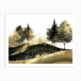 Gold Trees Art Print