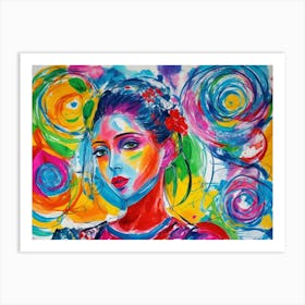 Woman In A Colorful Dress Art Print