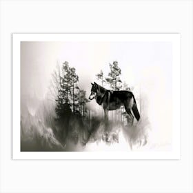 Wolf Habitat - Wolf Silhouette Art Print