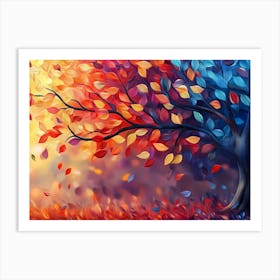 Elegant Colorful Tree With Vibrant Leaves Hanging Branches 9 Art Print