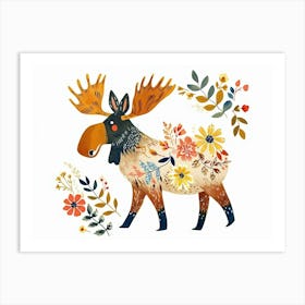 Little Floral Moose 1 Art Print