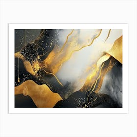 Abstract Gold And Black Painting 4 Art Print