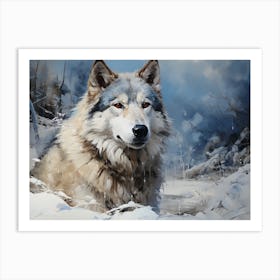 Siberian Husky In The Snow Art Print