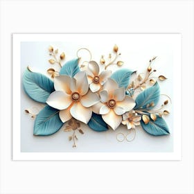 3d Flowers on White Background Art Print