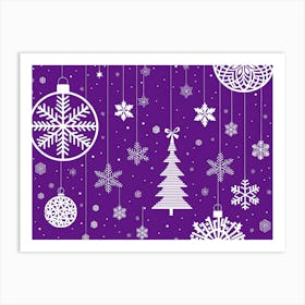 Purple Christmas Night, Christmas concept art, Christmas vector art, Vector Art, Christmas art, Christmas, minimalistic vector art Art Print