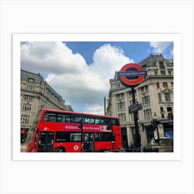 London Tube Station And Bus (UK Series) Art Print