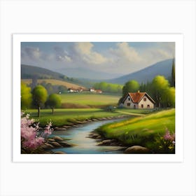 Spring Landscape Oil Painting 02 Art Print