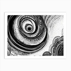 Abstract Black And White Drawing 2 Art Print