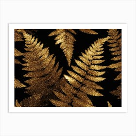 Gold Fern Leaves Póster