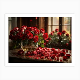 Red Roses In A Vase 2 Art Print