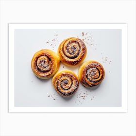 Cinnamon Buns On White Background Art Print