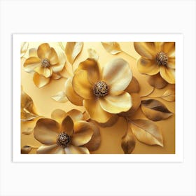 Gold Magnolias Art Print