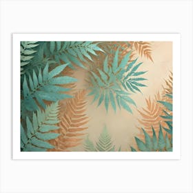 Abstract Background With Fern Leaves In Shades Of Green And Brown, Creating A Soft, Natural Feel Art Print