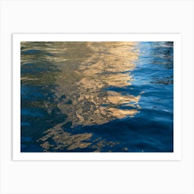 Golden-yellow reflections in blue sea water 2 Art Print