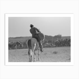 Untitled Photo, Possibly Related To Cowboy On Horse, Bean Day Rodeo, Wagon Mound, Mew Mexico By Russ Art Print