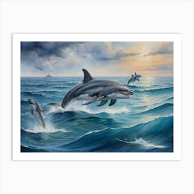 Dolphins In The Ocean 5 Art Print