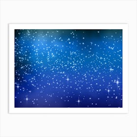 Deep Space Blue Shining Star Background Art Print