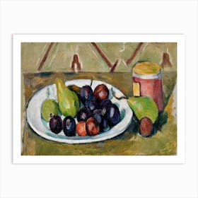 Plate With Fruit And Pot Of Preserves, Paul Cézanne Art Print