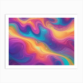 Abstract Background With Swirling, Fluid Lines In Vibrant Colors, Reminiscent Of Liquid Marble Or Oil Paint 4 Art Print