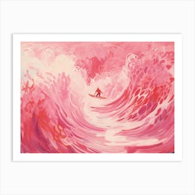 Pink Wave Surfer Art Print