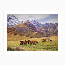 Horses In The Mountains Art Print