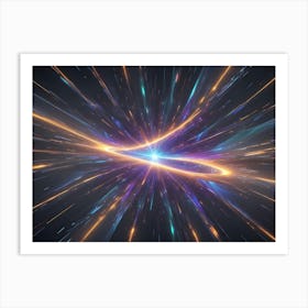 A Glowing, Abstract Composition With Streaks Of Light And A Bright Central Point, Suggesting Speed, Movement, And Energy, Ideal For Science Fiction, Space, And Technology Themes Art Print