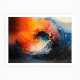 Abstract Rainbow Colour Palette Knife Oil Wave Painting Art Print