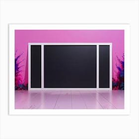 Blank Frame On A Pink Wall Art Print