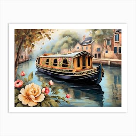 Default A Whimsically Weathered Tole Design Adorning A Canal B 0 Art Print