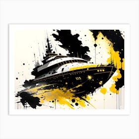 Ship In Black And Yellow Art Print