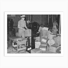 Stitching Cardboard Boxes, Grapefruit Canning Plant, Weslaco, Texas By Russell Lee Art Print