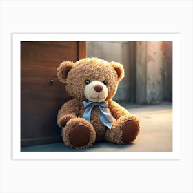 Teddy Bear Sitting On The Floor Art Print