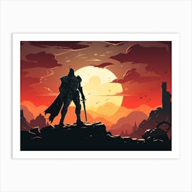 Knight In The Sunset Art Print Art Print