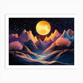 3d Modern Art With Drawing Modern Landscape 1 Art Print