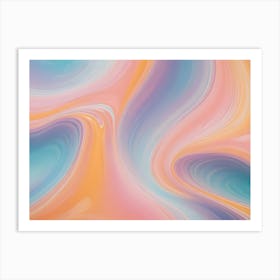 Abstract Background Of Swirling, Flowing Lines And Colors In Shades Of Blue, Pink, And Orange 1 Art Print