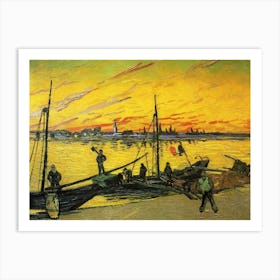 Vincent Van Gogh, Coal Barges, 1888 Immaculate Yellow Vivid Painting in HD Art Print