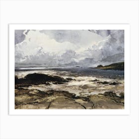 Vintage Painting Rocky Shore Art Print