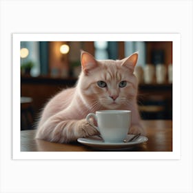 Cat With A Cup Of Coffee Art Print