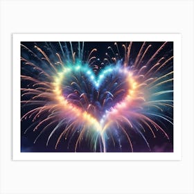 Abstract Image Of A Heart Shaped Firework Display, With Multiple Explosions Creating A Vibrant And Romantic Composition 1 Art Print