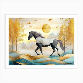 Horse In The Sunset Art Print