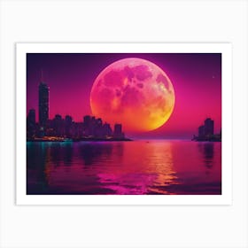 Full Moon Over City 1 Art Print