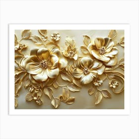 Gold Flowers 8 Art Print