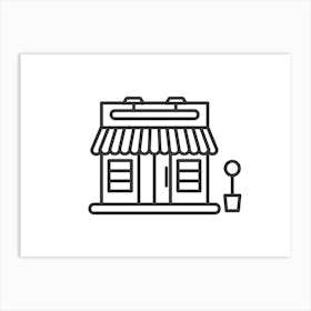 Shop Icon, Line Drawing Illustration Art Print